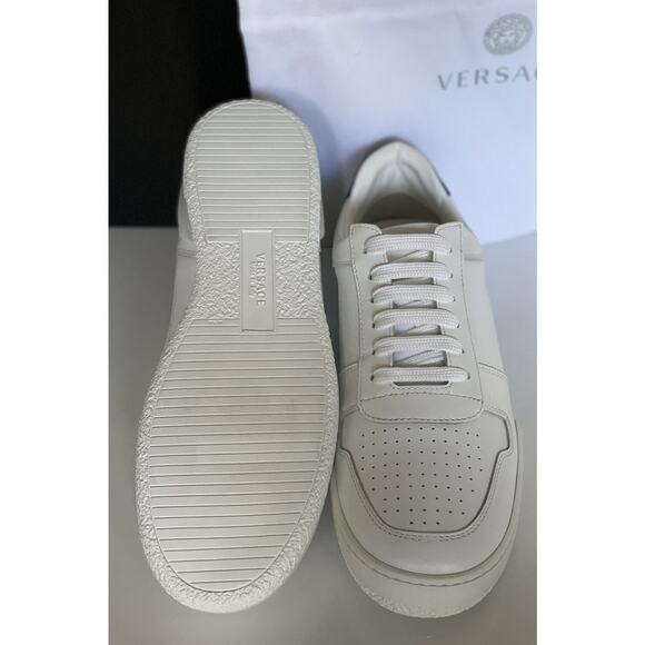 NIB $495 Versace Men\'s White Leather Sneakers 10 US (43 Euro) Italy DSU7843 main image 6